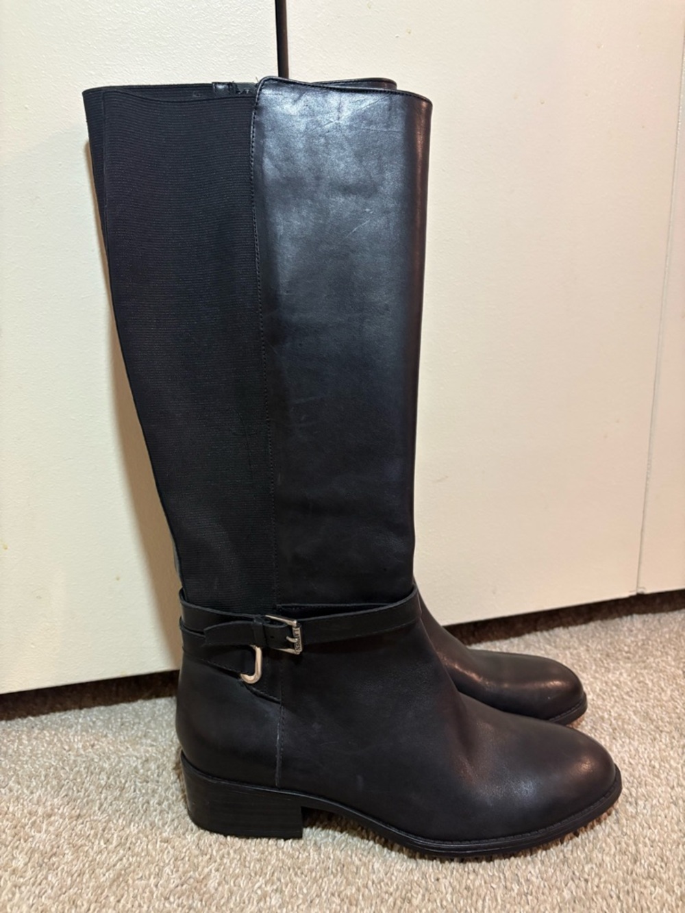Ralph Lauren Women’s 8.5 B Meranda Riding Boots Black Buckle Zipper
